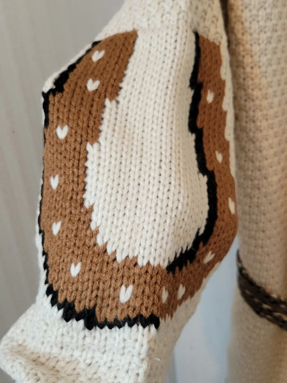 NWT Blue B Horse Embroidered Western Cardigan Sweater Almond Beige Medium - Picture 7 of 11
